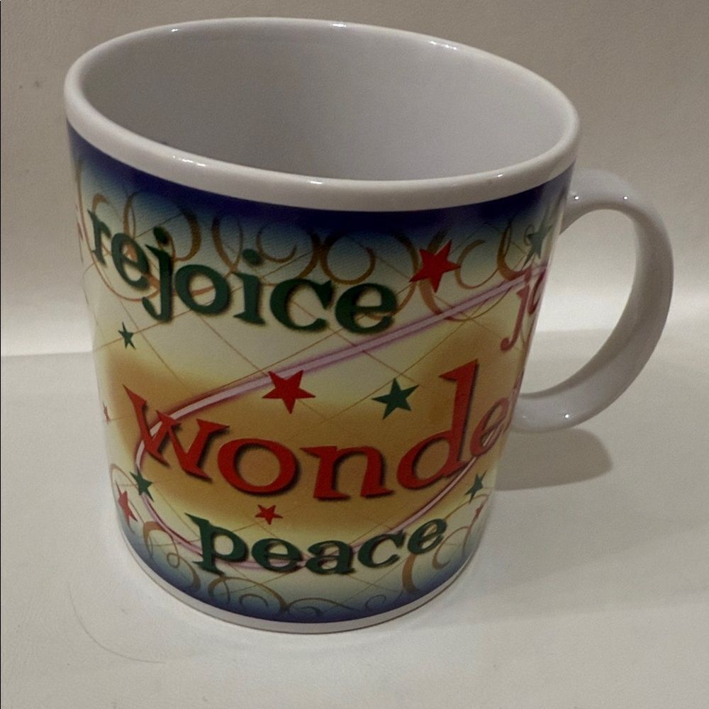 Russ Berrie & Co Colorful Inspirational Christmas Holiday Mug Red Green Accents